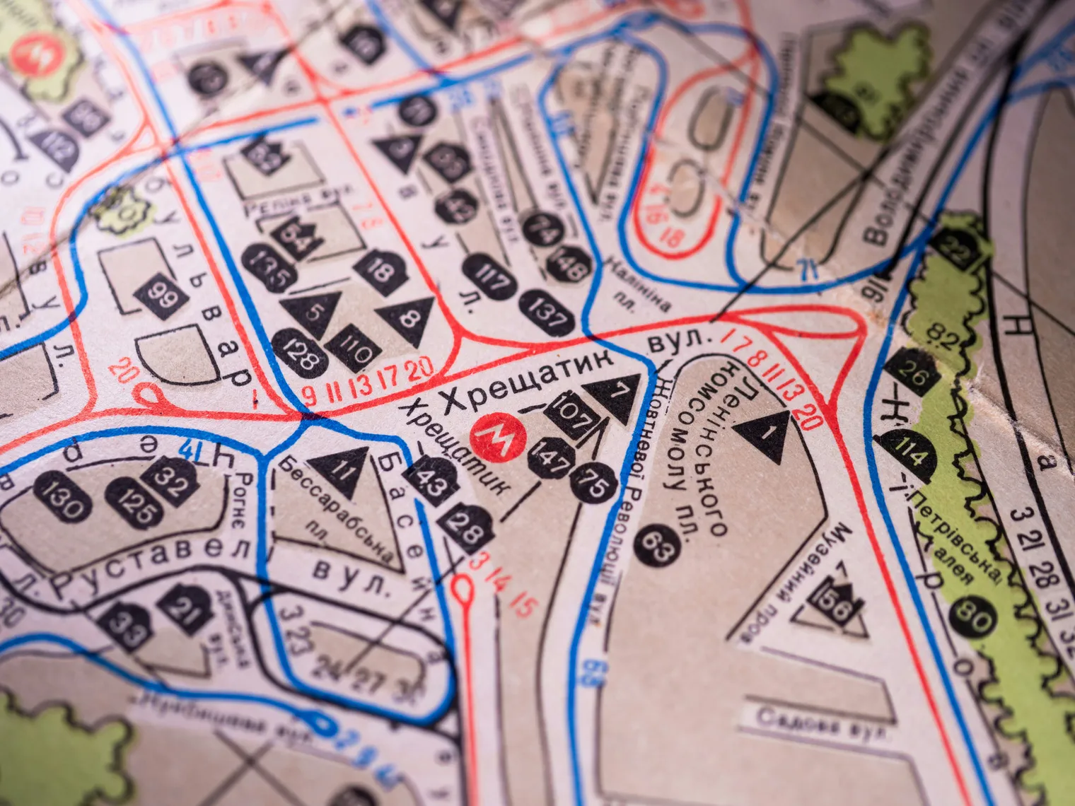 A close-up detailed street map