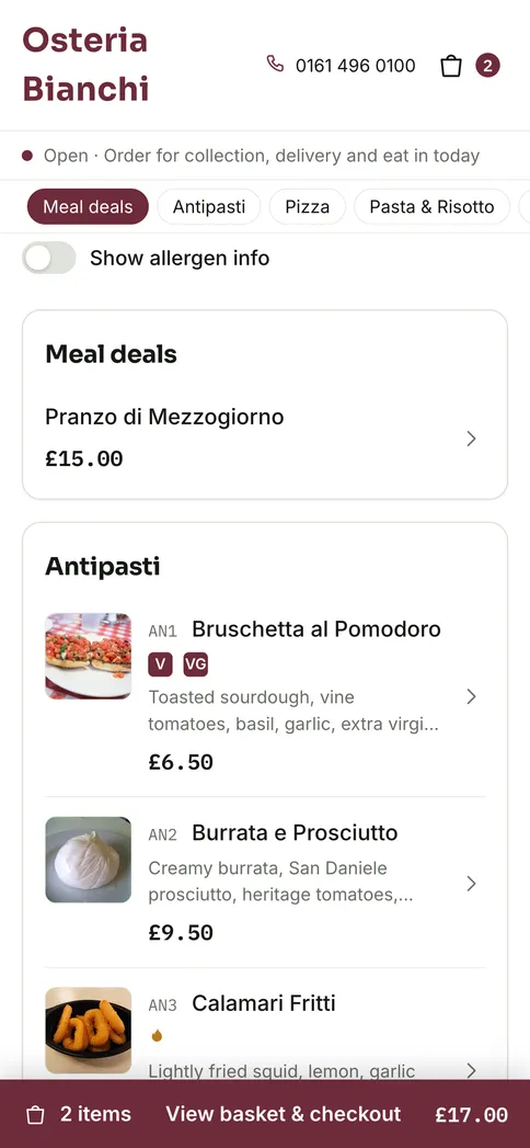 Nomvo customer ordering on a phone