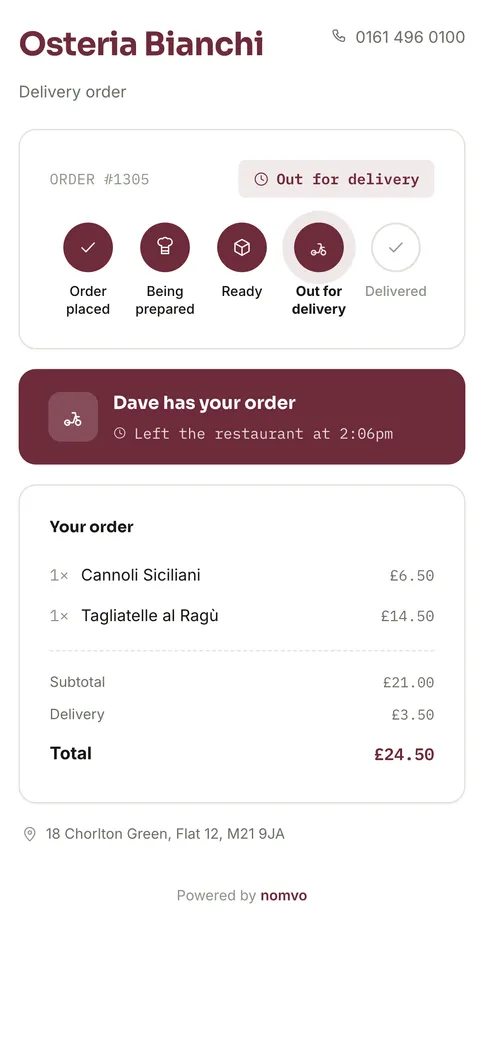 Customer order tracking