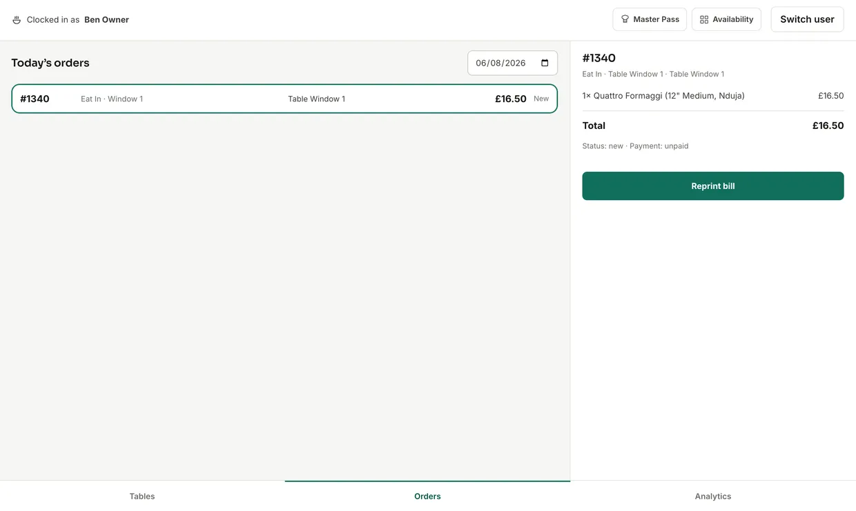 Nomvo EPOS order list and order detail